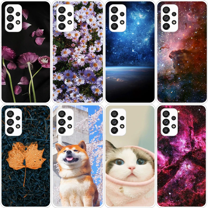 Per Samsung A53 5G Custodia Galaxy A23 A33 5G Cartoon Cat Cover Posteriore In Silicone Morbido Verniciato Per Samsung Galaxy A73 A53 5G Funda Coque