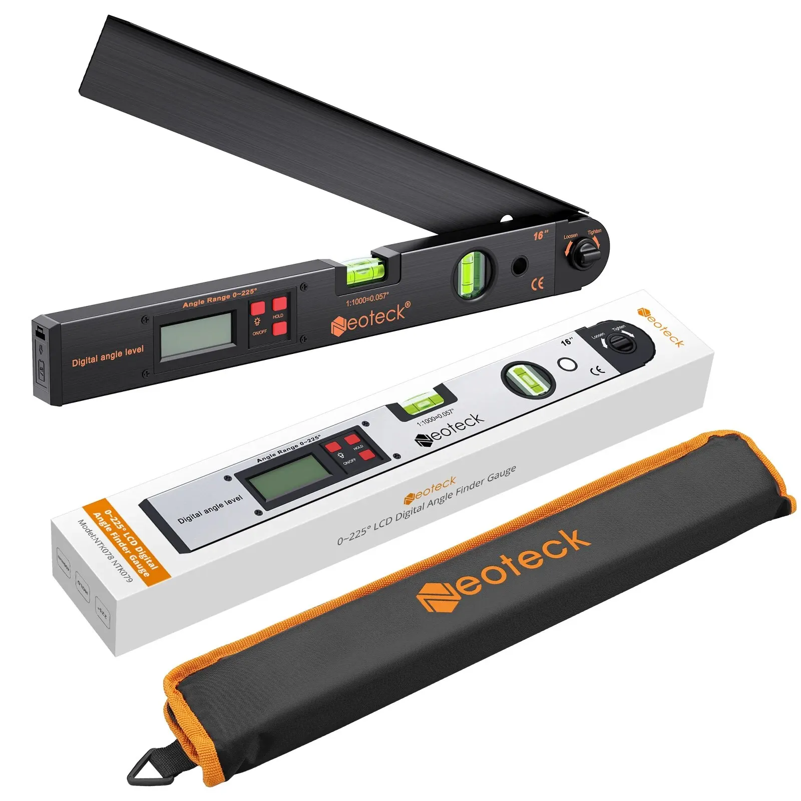Digital Angle Protractor 0-225&deg; LCD 400mm Electronic Measurement Tool