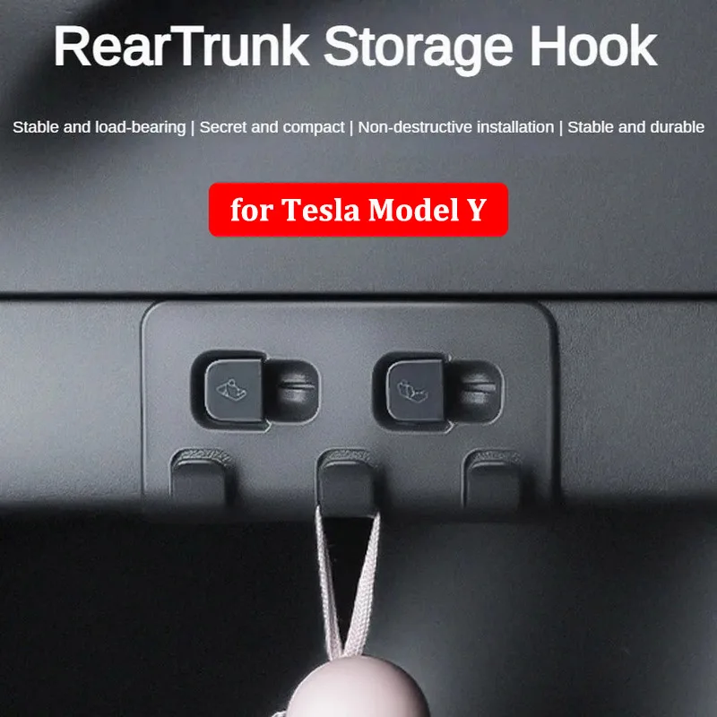 Rear trunk hook Tesla Model Y storage holder bag umbrella water bottles trunk grocery bag hook hanger car accessories