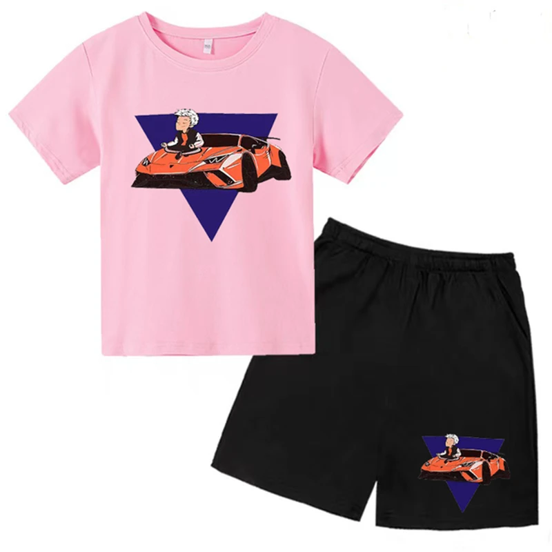 

Children's T-shirt A4 Lamba Car Top + Shorts 2Pcs Boy Girl age 3-12 Fashion Casual Home Cotton Breathable Summer Short sleeve