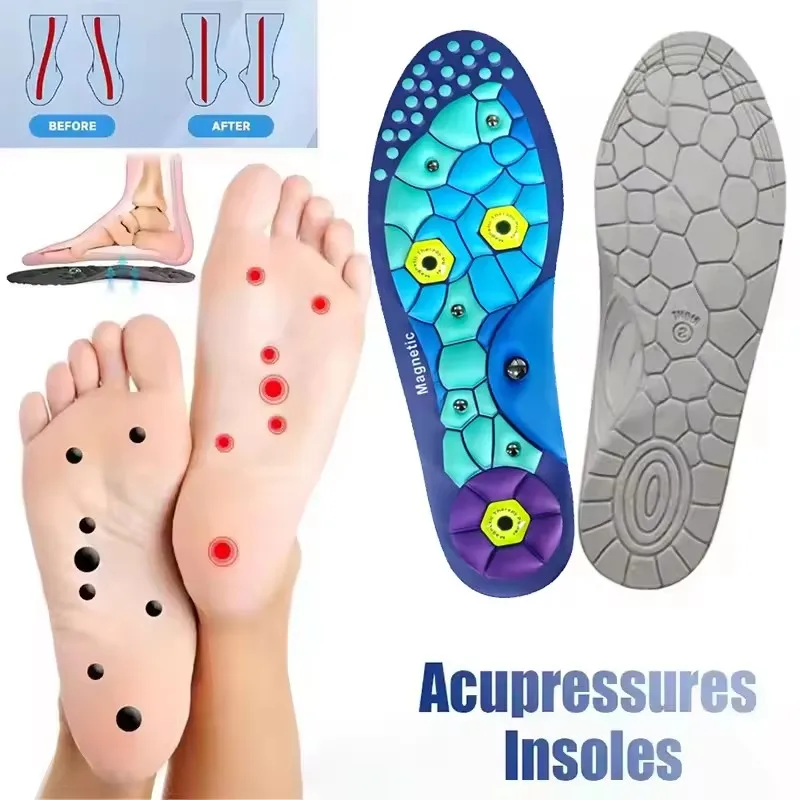 Shoe Insoles 1 Pair Foot Acupressures Insoles Men Women Foot Massage Sport Insoles Magnetic Therapy for Relieve Fatigue Training