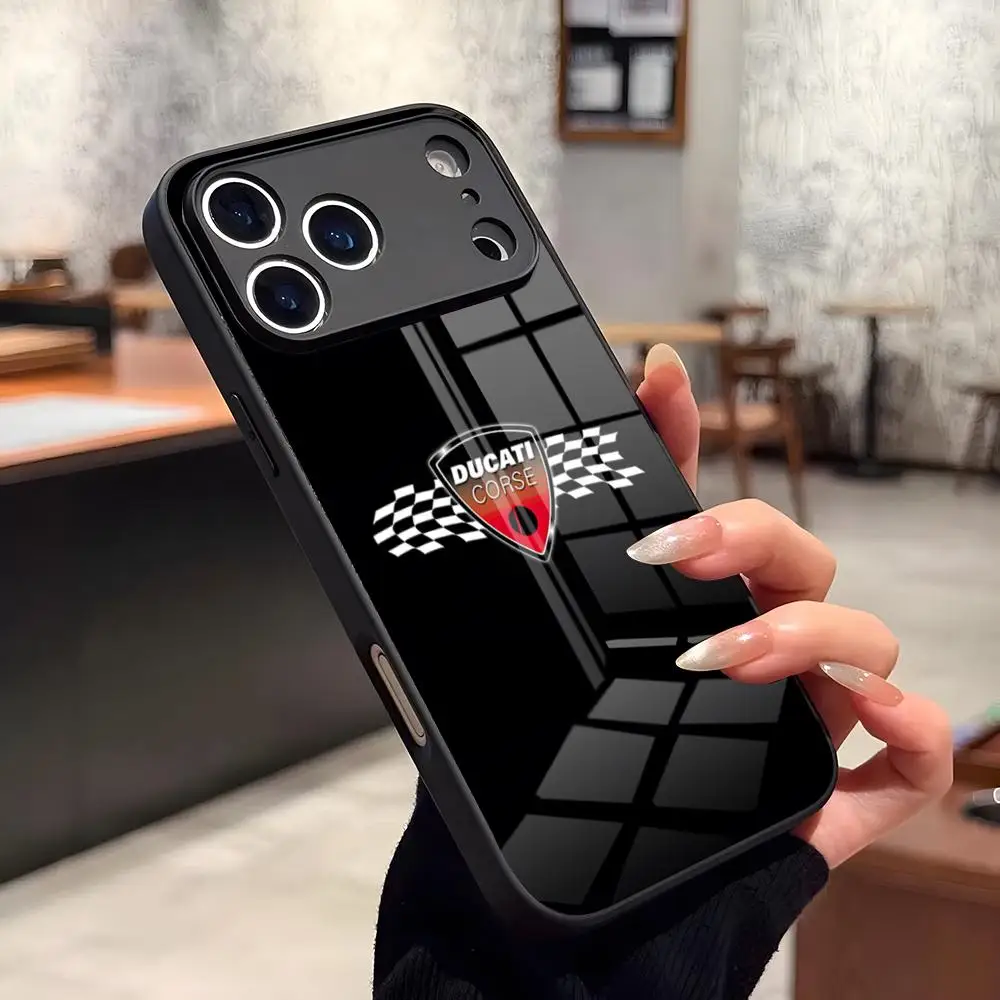 Sleek Motorcycle Racing Design Phone Case with Durable Glass Cover