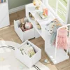 Toy Storage Organizer with Clothes Rail, Combination Type Kids Bookshelf and Bookcase  Box with Wheels, Toddler Bookshelf 4