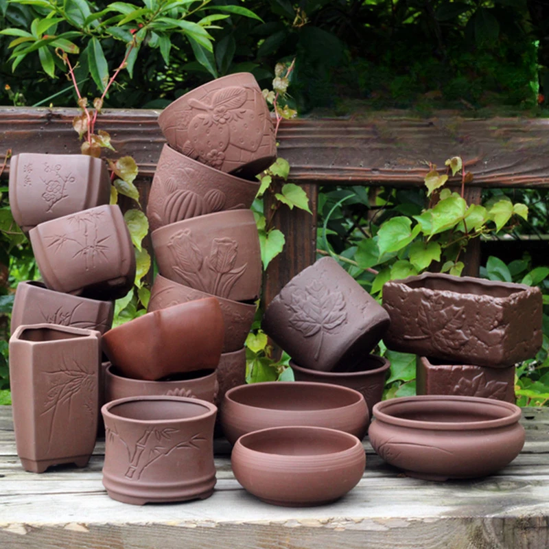 

Креативный цветочный горшок с фиолетовым песком, в стиле ретро, красная керамическая садовая культура, мягкий маленький цветочный горшок, настольный горшок