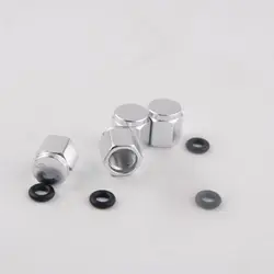 Premium Aluminum Tire Valve Stem Caps - Titanium Finish, Set of 4 (Silver)