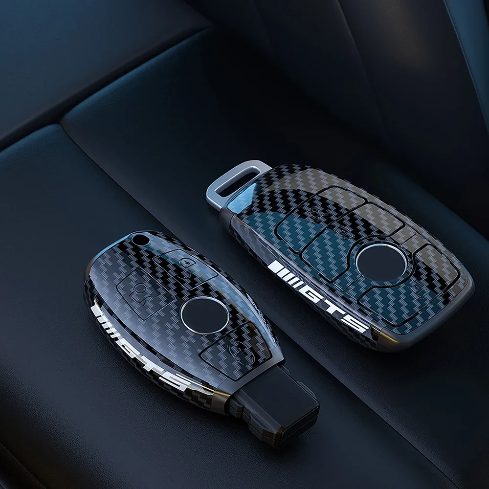 Funda Protectora Para Llave Con Patron De Fibra De Carbono, Soporte Para Mercedes Benz A, B, R, G, Clase Glk, Gla