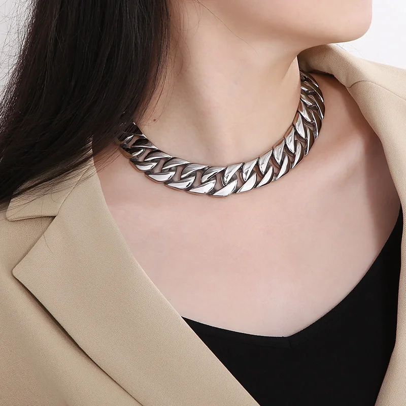 Collana A Catena A Strati In Acciaio Inossidabile Da 5 Mm Con Maglia