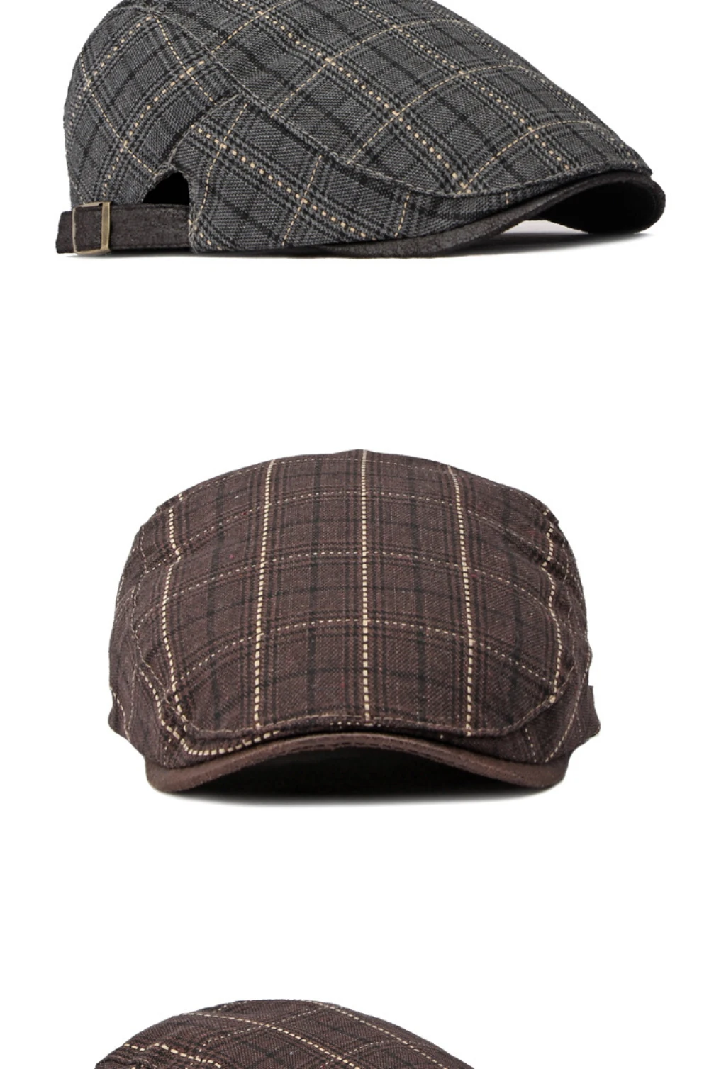 HT4642 Herren-Baskenmützen Vintage Künstler-Malermütze Damen Frühling Sommer Herbst Ivy Flatcap Unisex Klassische Karierte Baskenmütze – Detail 5