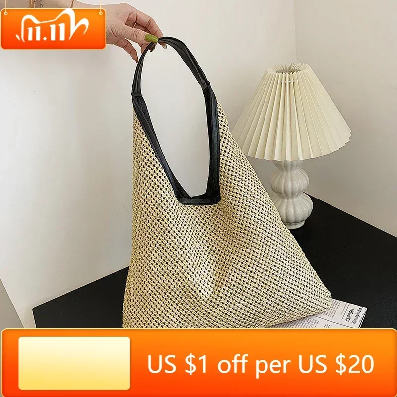 

2023 New Women Weave Shoulder Bag Solid Beige And Khaki Crossbody Bag Bucket Handbags For Men Beach Holiday Shoulder Bags