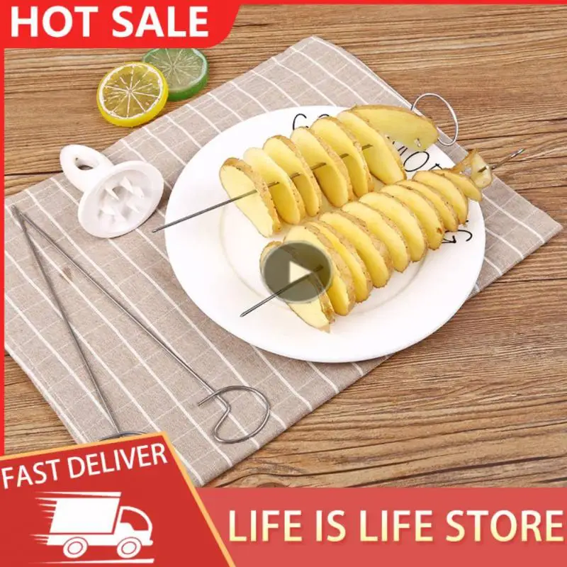 DIY Potato Spiral Cutter String Rotate Potato Chips Tower Slicer Manual Twisted Cutter Useful Kitchen Gadgets Tools
