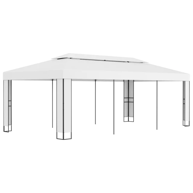 Gazebo with double roof 3X3m/ 3x6 m White - AliExpress