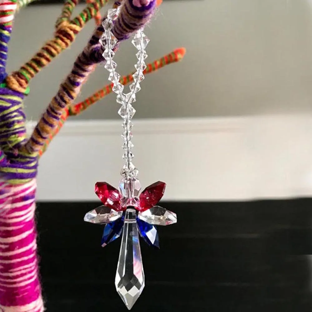 1PCS Crystal Suncatcher Hanging Angel Crystal Prisms Sun Catchers Pendant Healing Ornament Decor Gift For Home Decoration