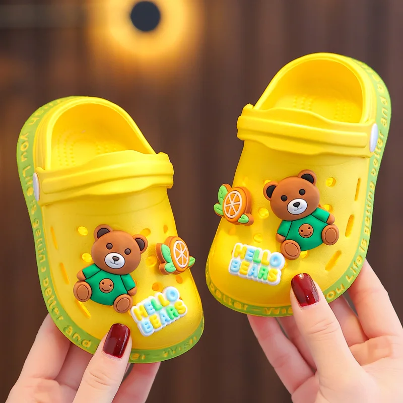 Summer Children's Shoes Cold Slippers Indoor Non-slip Soft Bottom Comfort Cute Baby Hole Shoes Boys Girls Home Slippers kids slippers