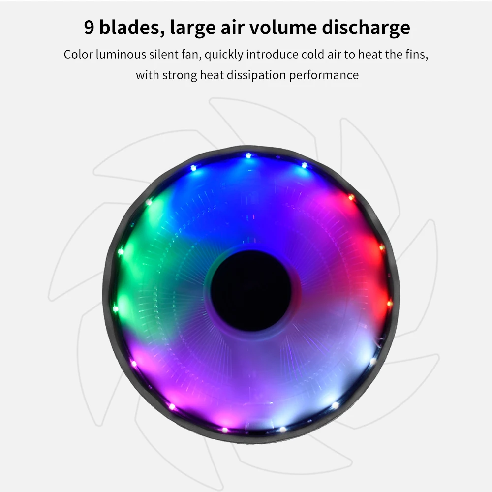 CPU Cooler Cooling Fan 120mm RGB 3Pin PWM Intel LGA 1700 1200 1150 1151 X79 E5 AMD AM3 AM4 X99