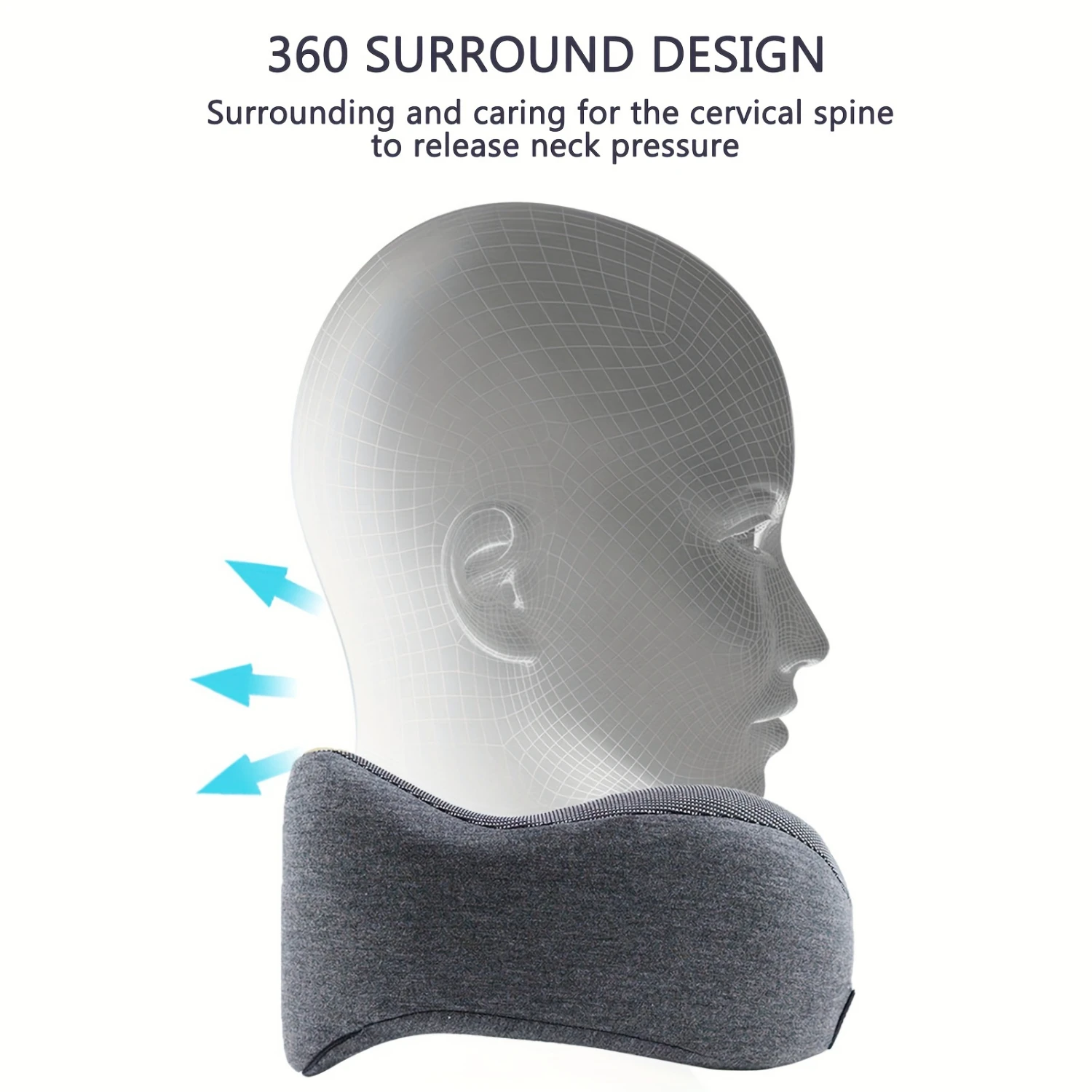 Memory Foam U-Shaped Travel Neck Pillow with 360-Degree Neck Support-Lightweight & Washable-Ergonomic Office/Car/Airplane Cu