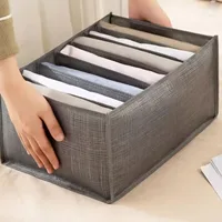 Grey 7/9 Grid Storage Box Non Woven Durable Washable Space Saving Layered Arrangement  Underwear Wardrobe Storage Without handle