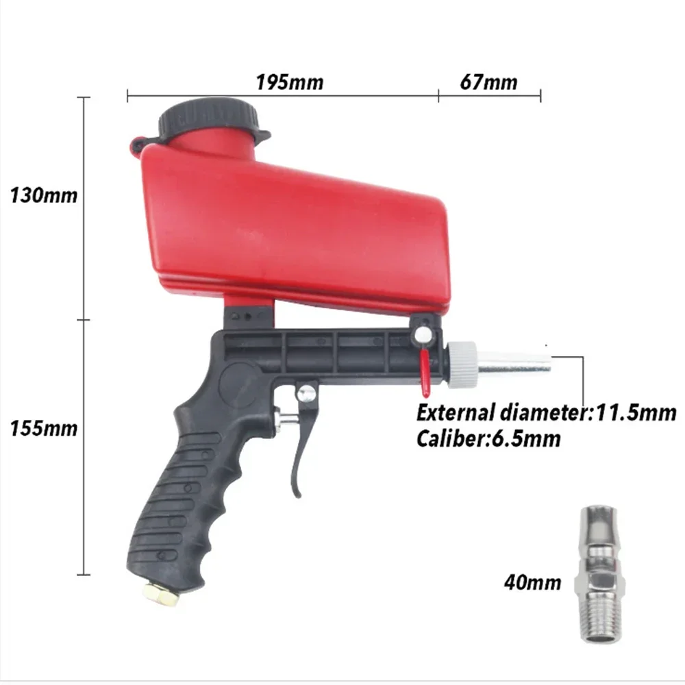 Adjustable Sandblasting Gun 90 Psi Portable Sand Blaster Paint Spray Machine Gravity Pneumatic Small Handheld Blasting Gun Set 3