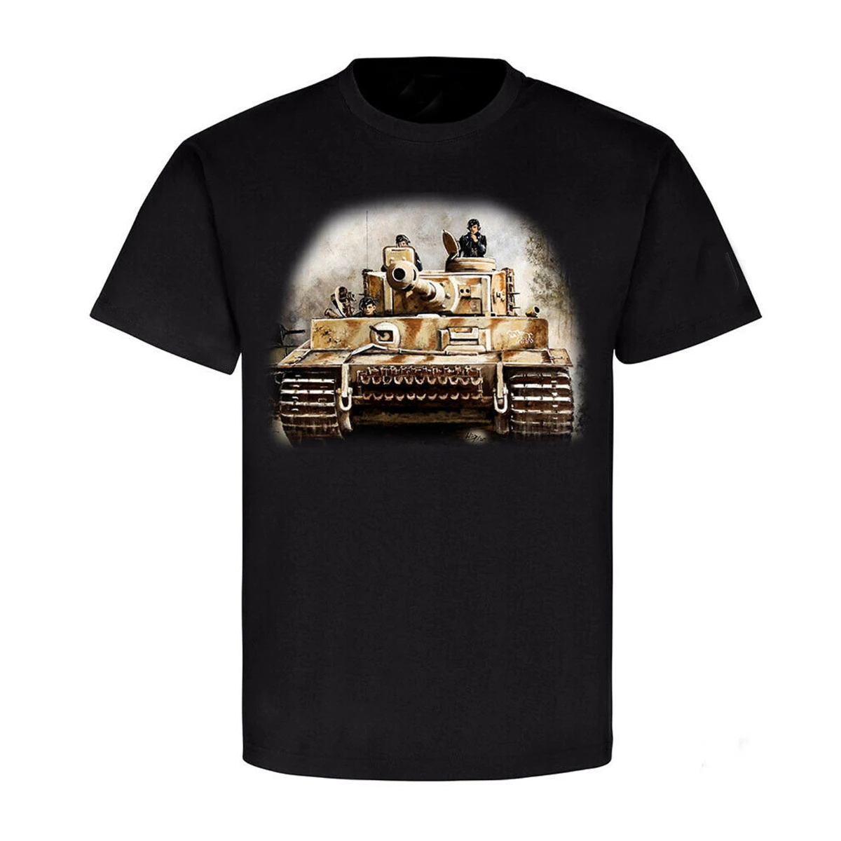 

Panzer Armored Troops Tiger Carius Tank Painting Art T-Shirt. Summer Cotton Short Sleeve O-Neck Mens T Shirt New S-3XL