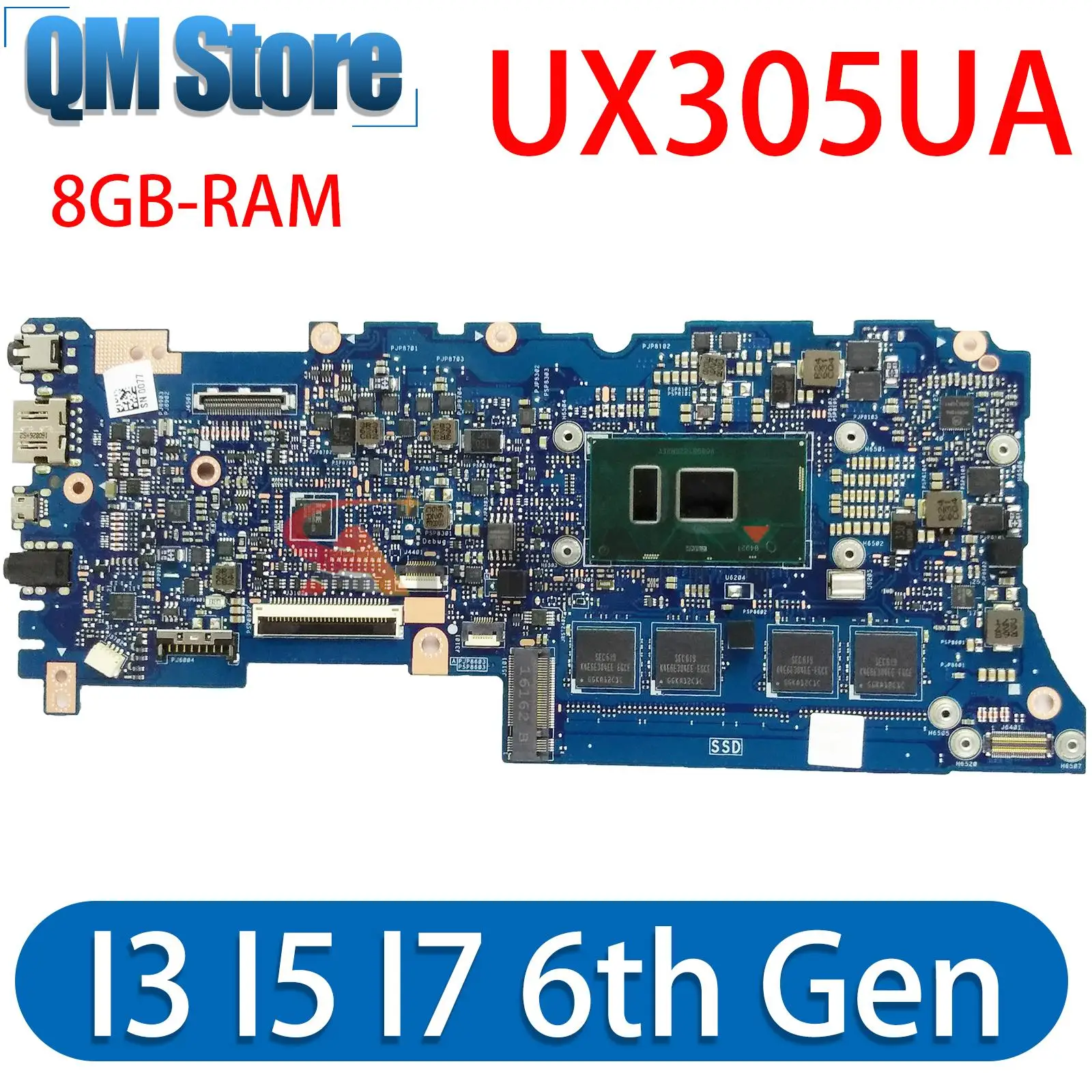 

UX305UA Motherboard Suitable For Asus ZenBook UX305U UX305 U305 Notebook Mainboard With I3 I5 I7 6th Gen 8G-RAM 100% Test