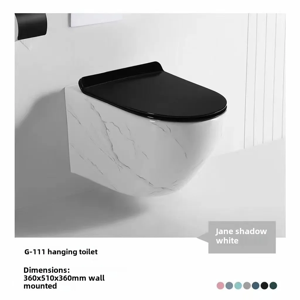 Luxury Bathroom Ceramic One Piece Washdown Flush Matte Black Wall Hung Toilet