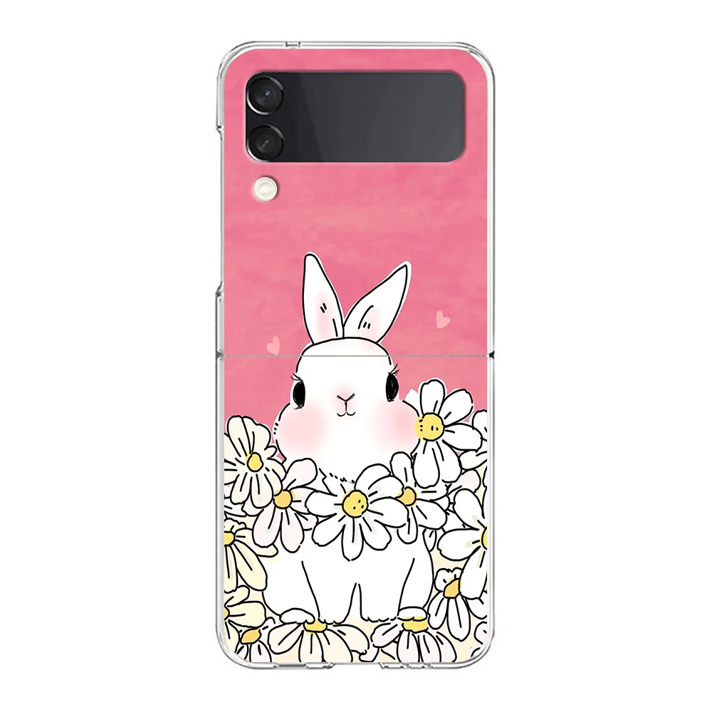 Cute Colorful Rabbit Hard Folding Clear Phone Case