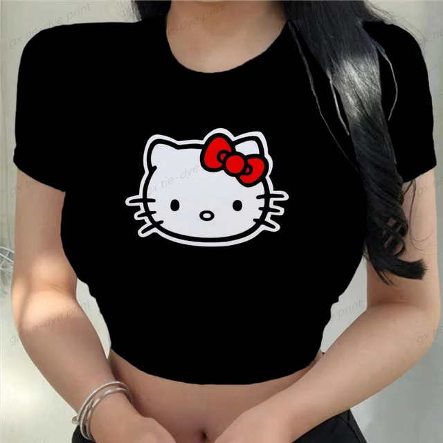 قميص هيلو كيتي  Roupas vermelhas e pretas, Roupa da hello kitty, Camisas  sensuais