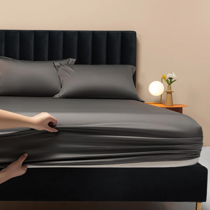 WOSTAR 100s Long Staple Cotton Fitted Sheet Elastic Mattress Cover Hypoallergenic Breathable Bed Linen Luxury Double Bed 150x200 4