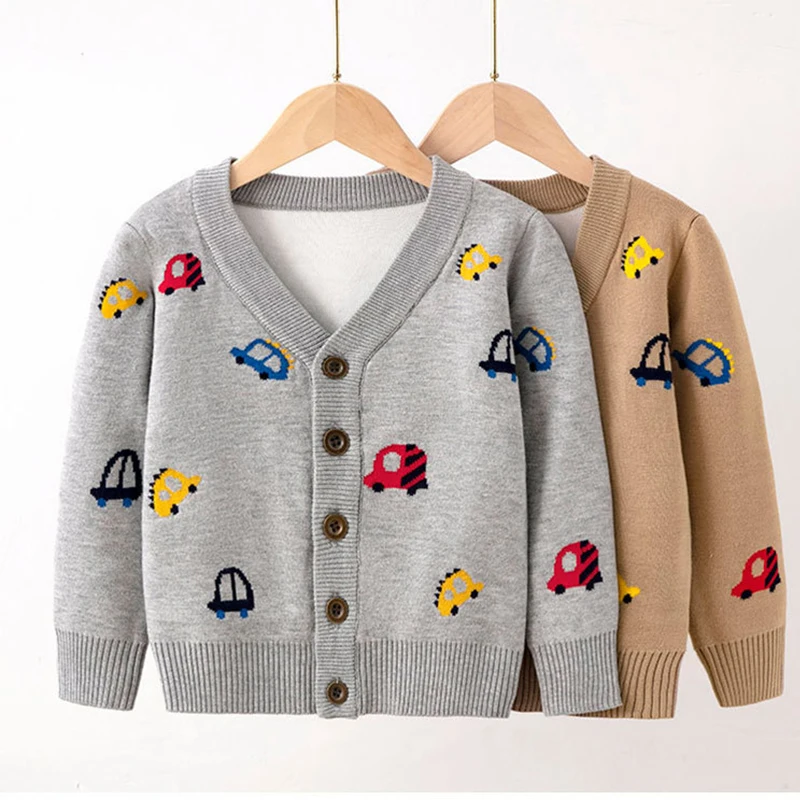 

Пальто для мальчиков, весна и осень, новый детский вязаный кардиган, верхняя одежда с длинным рукавом и круглым вырезом, модный мультяшный свитер, одежда для мальчиков
