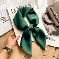 70cm Solid Colors Neckerchief Hijab Scarf For Women Silk Satin Headband Hair Scarves Female Square Shawls Head Scarfs For Ladies 6