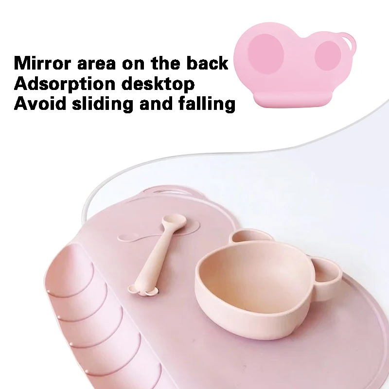 Silicone One-piece Placemat Cloudy with Pocket Baby Silicone Dinner Plate Suction Bowl Children's Tableware
