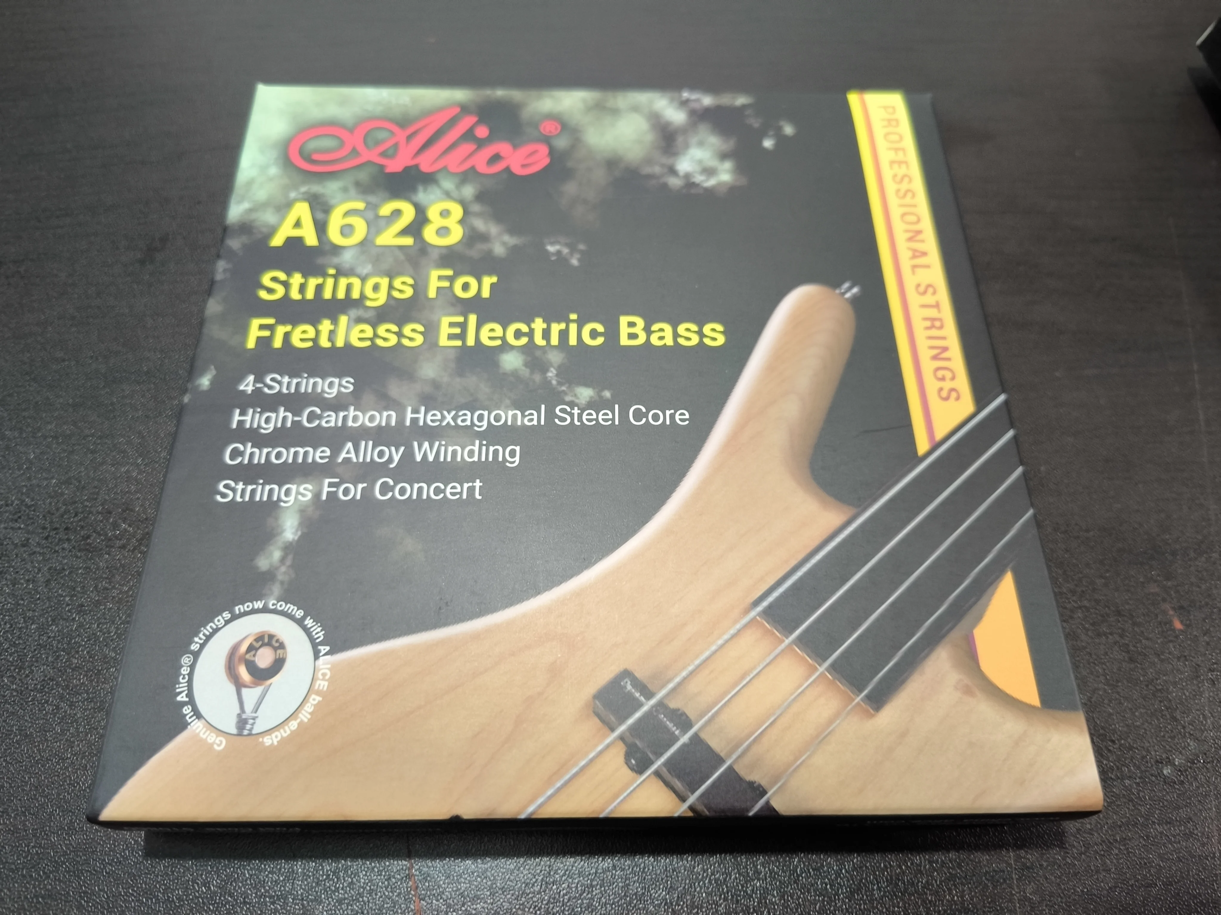 Alice A628M Electric Bass Guitar Strings Full Set 4 Strings Hexagonal Core Nickel Alloy Wound Gold Ball-End 1-4 electric guitar strings
