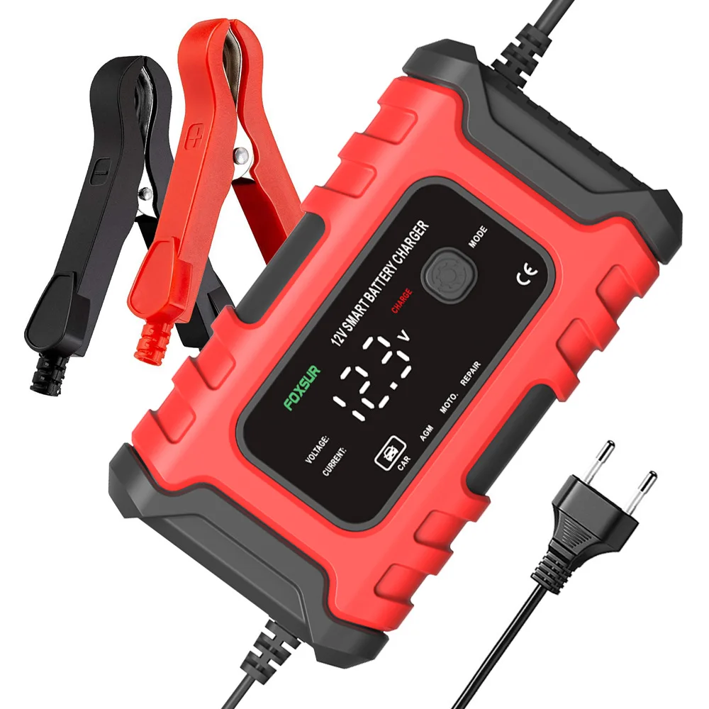 

Universal Repair Battery Charger 12V 6A Intelligent Suv Car Motorcycle Battery Charge Machine Tool with Big Screen