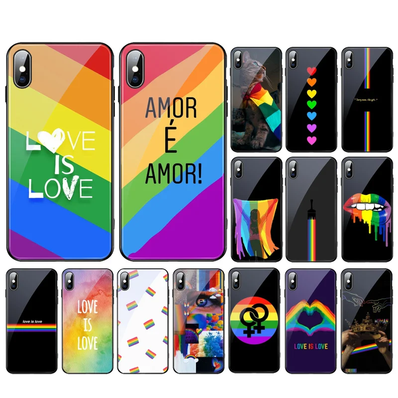 

Gay Lesbian LGBT Love Glass phone case For iphone 15 14 13 Pro Max 12 11 Pro Max XS Mobile Phone Case Funda