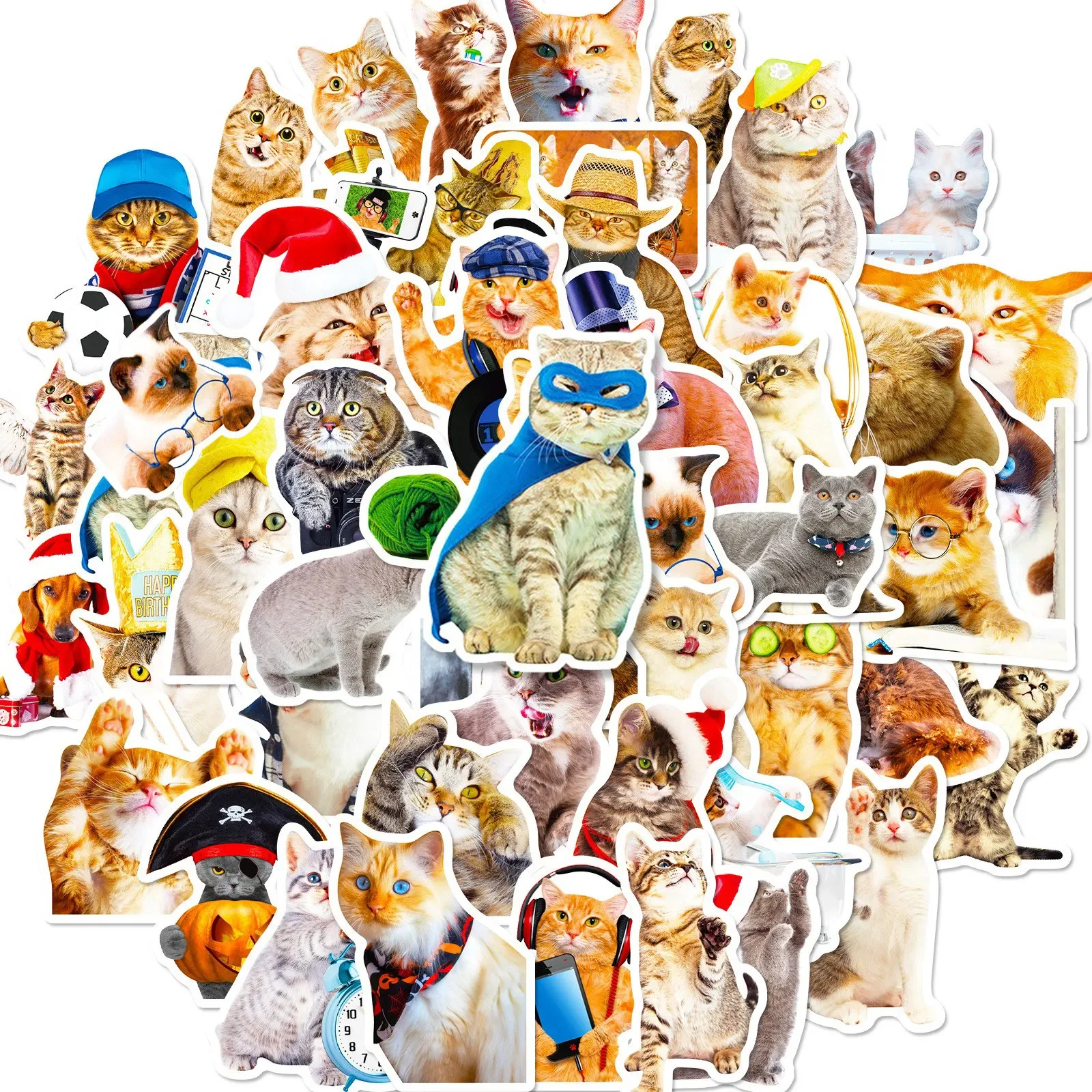 

50pcs Kawaii Cat Aesthetics Stickers Funny Kitten Waterproof Stickers Water Bottle Guitar Phone Laptop Skateboard Luggage Decal