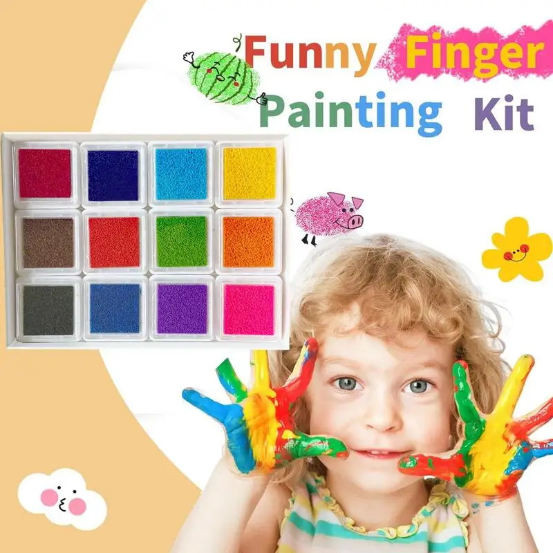 

Funny Finger Painting Kit DIY Finger 24 Colors Art Drawing Crafts Multifunctional Ink Pads Finger Kindergarten Gifts Accessories