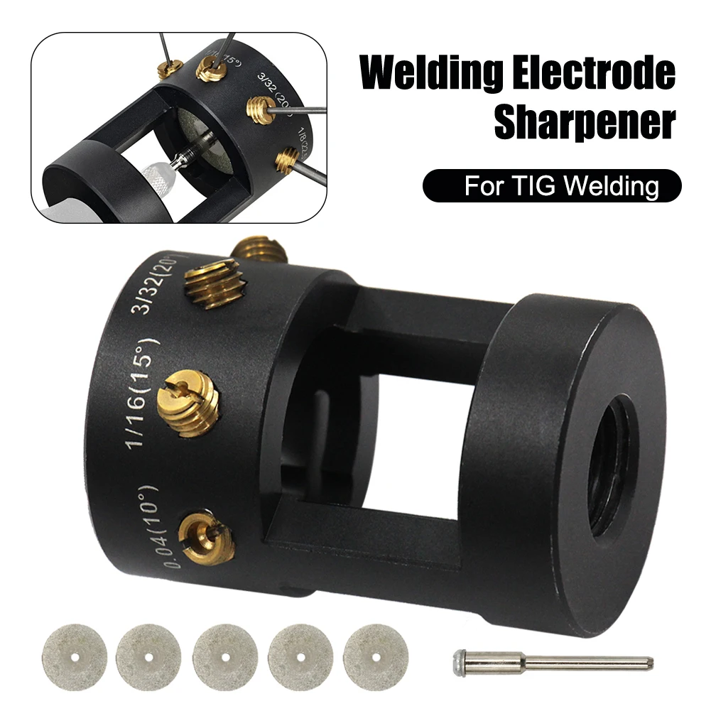 

Tungsten Electrode Sharpener Grinder Head TIG Welding Tool with Cut-Off Slots Multi-Angle 0.04"-1/8" with 5x25mm Diamond Wheels