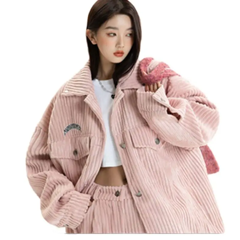 2022 Prefall New Corduroy Jacket Men and Women's Fashion Brand Korean Version Retro Couple Casual Loose Jacket Two-piece Commute