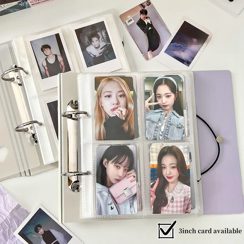 Kawaii 4 Grid Binder Kpop Photo Card Collect Book Large Capacity Idol Photo Album Photocards Holder Storage Book Stationery 3