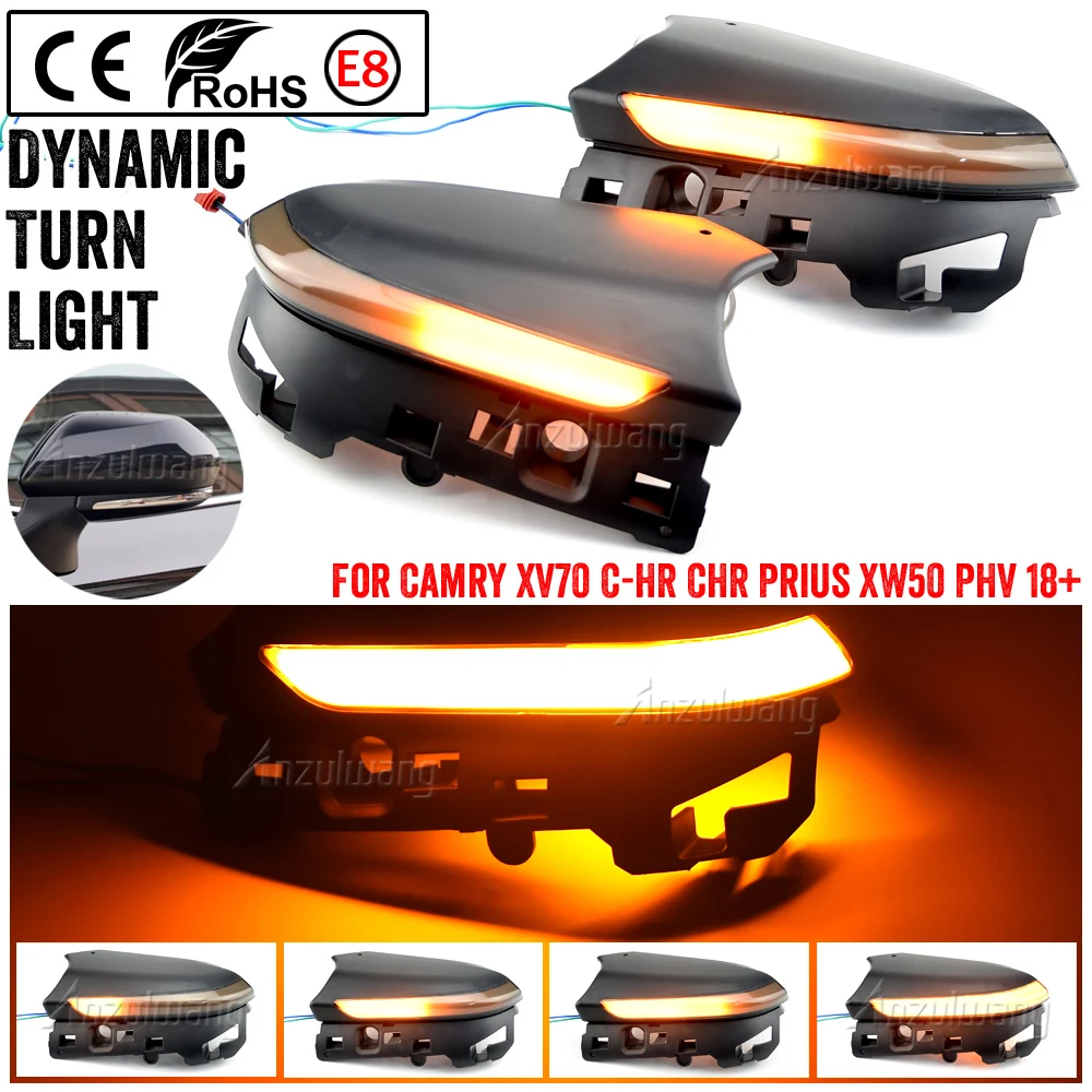 

For Toyota Camry XV70 C-HR CHR Prius XW50 PHV Dynamic LED Turn Signal Light Side Mirror Sequential Parking Puddle Lamp Blinker
