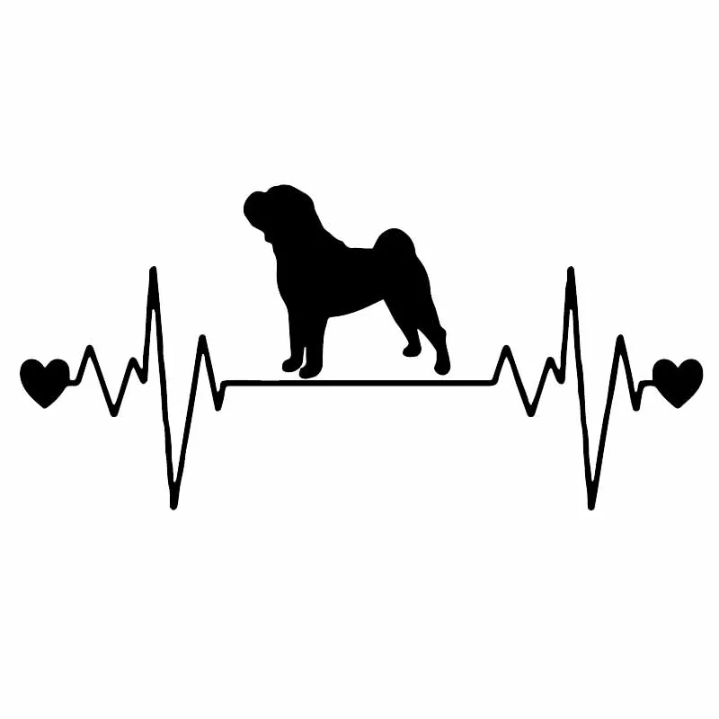 

Виниловая наклейка Shar Pei с изображением собаки и сердечного ритма, 17 х8 см