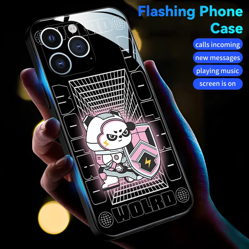 Xt Panda Led Flash Phone Case Smart Voice Controlled Lighting Cover Per Huawei Tutti I Modelli Mate 60 Pro Plus 50 40E 30 20X Conchiglie