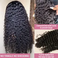 Perruque frontale 360 HD à ondulations naturelles, 13x6, en cheveux humains brésiliens bouclés profonds, perruque frontale en dentelle 13x4, 34 pouces 5