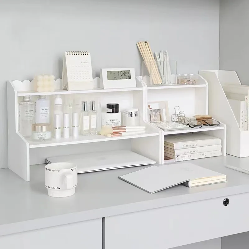 Simple Double-layer Desktop Booster Shelf Student Stationery Books Organizing Computer Booster Rack Transparent Stor