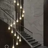 Modern Villa Chandelier Household Hanging Light Duplex Golden Loft Chandelier Minimalist Creative Crystal Staircase Pendent Lamp 5