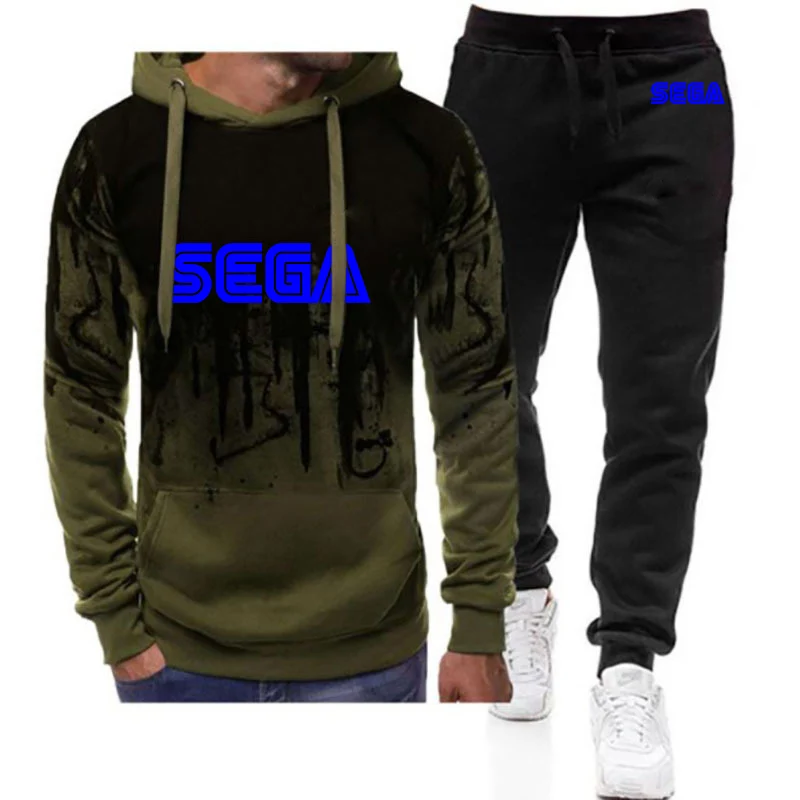 

Мужской комплект из пуловера и брюк, с принтом и логотипом Sega, 2023