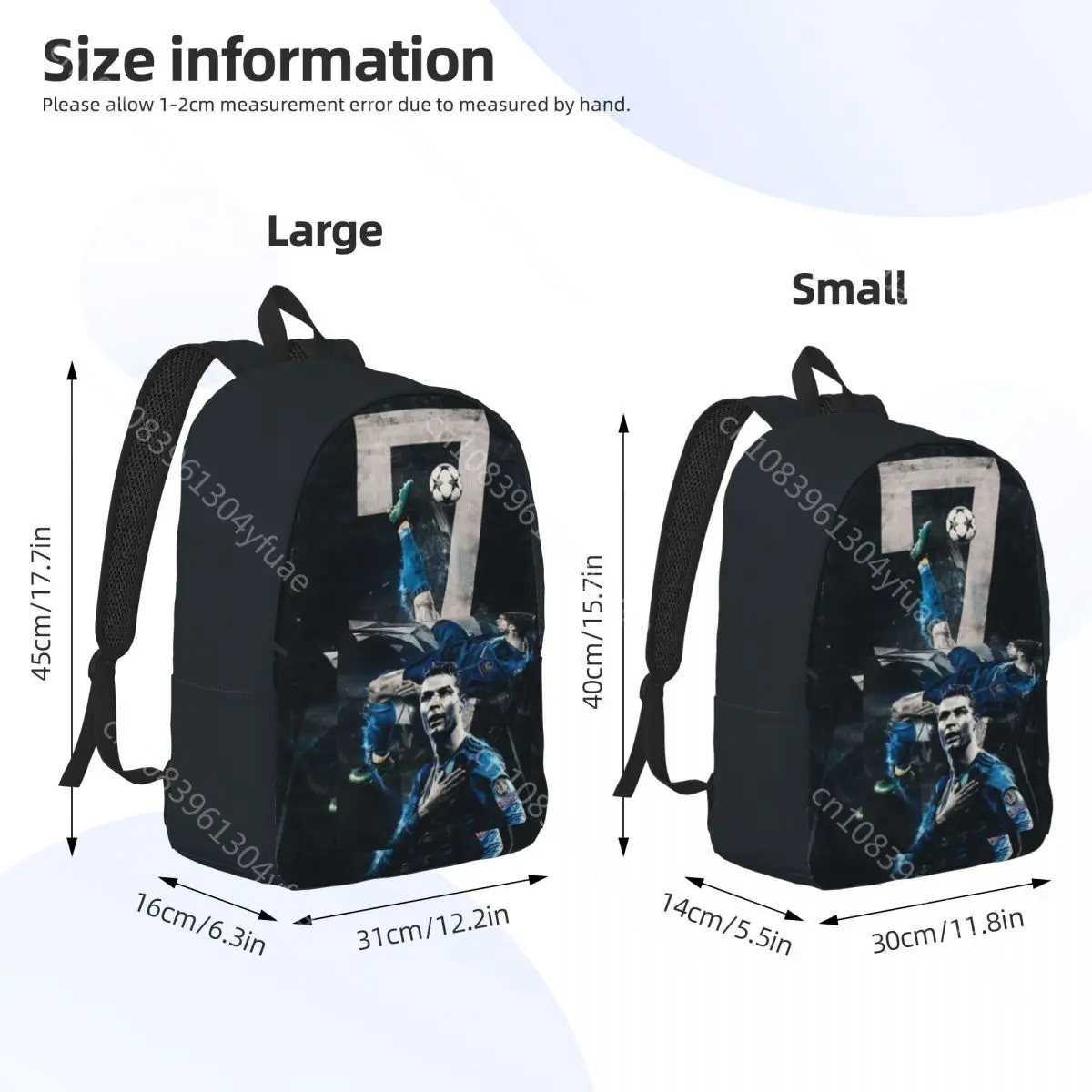 C-CR7 Football Star Backpack R-Ronaldos Trekking Backpacks Female Fun School Bags Designer Big Rucksack Xmas Gift