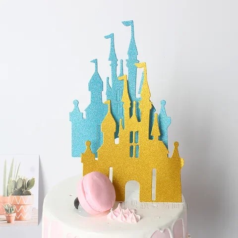 

Princess Prince Party Favors Glitter Cardstock Fairy Tale Castle Cake Toppers Engagement Wedding Birthday Cake Decorating Tools