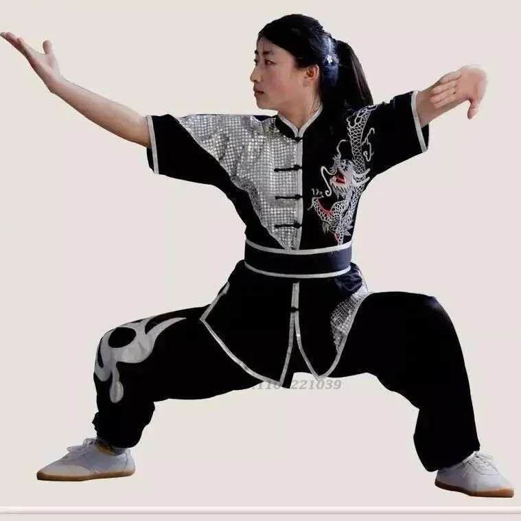 

2023 traditional chinese set national tai chi wushu shaolin martial kung fu uniform embroidered dragon retro chinese clothes