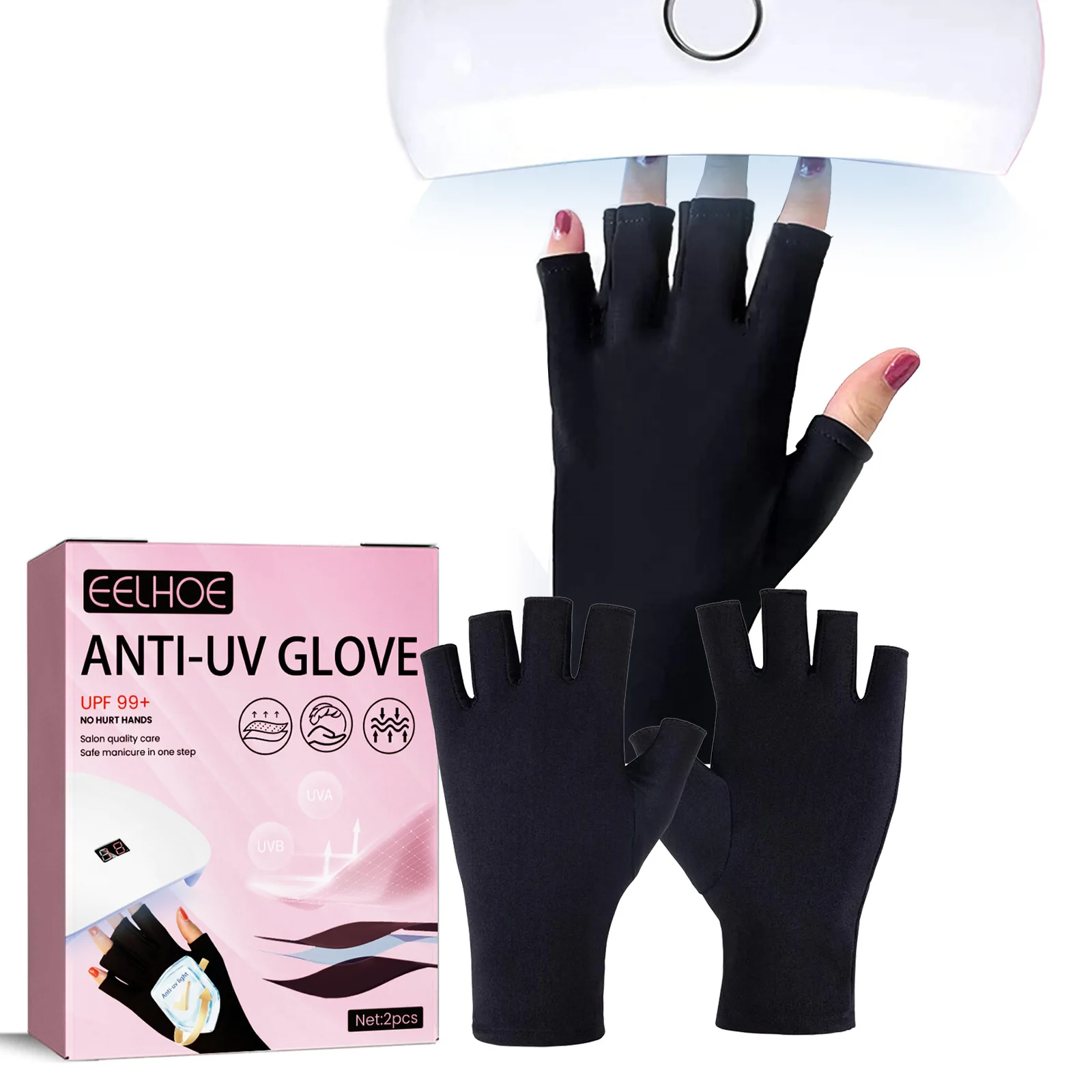 

2Pcs Anti Uv Rays Protect Gloves Nail Gloves LED Lamp Nail Uv Protection Radiation Proof Glove Manicure Nail Art Manicure Tools