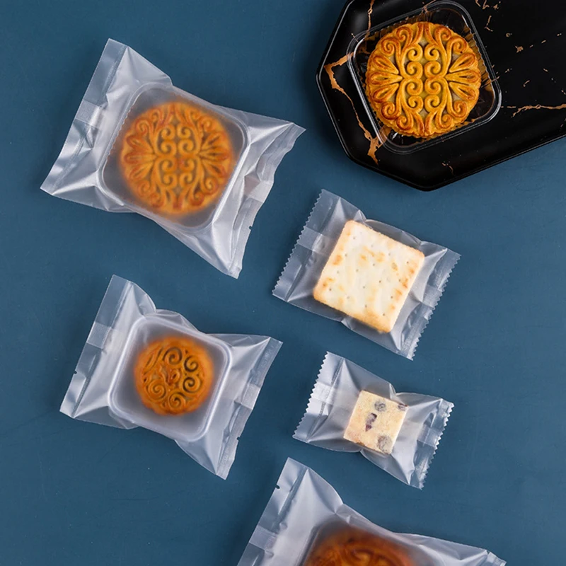 100Pcs Thicker Machine Seal Gift Bags Clear Frosted Food Biscuit DIY Baking Cake Bag